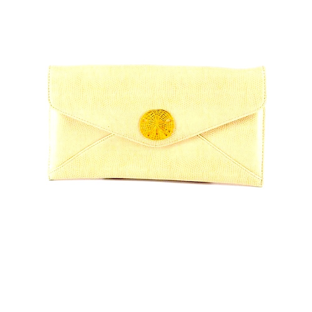 Cream Clutch w/Sand Dollar Button